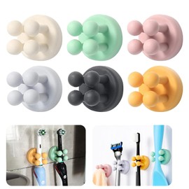 SAYLORDDB 6 Soportes de Silicona para Cepillos de Dientes, Gancho de Pared Sin Perforaciones, Gancho Pegajoso Impermeable y Reutilizable, para Cocina, Baño, Oficina, Armario (Multicolor)