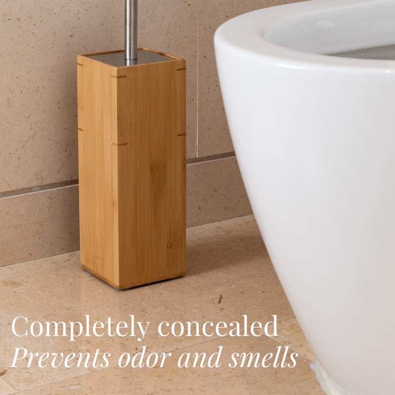 GOBAM Bamboo Toilet Bowl Cleaner with Holder for All Toilet