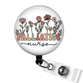 Palliative Nurse Badge Reel, National Hospice and Palliative Care Month Gifts, Elegant Floral Palliative Nurse Badge ID Holder, Compassionate Nursing Thank You Gift, Essential Healthcare Worker Badge