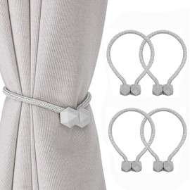 4 Packs Magnetic Curtain Tiebacks for Drapes, H HOME-MART Convenient Drape Tie Backs, Decorative Drape Magnetic Curtain Tie Backs Holdback Holder for Window Draperies,No Tools Required