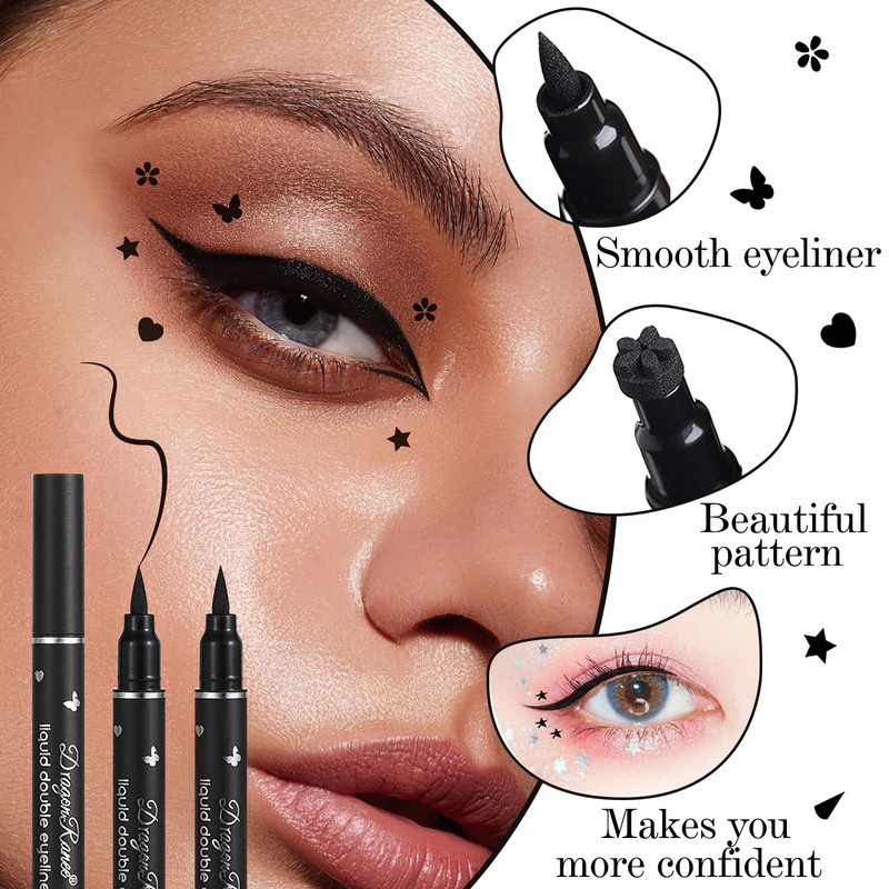 5Pcs Eyeliner Stempel Schwarzer, Doppelseitiger Flüssiger Eyeliner-Bleistift Eyeliner-Stempel Make-up, Eyeliner