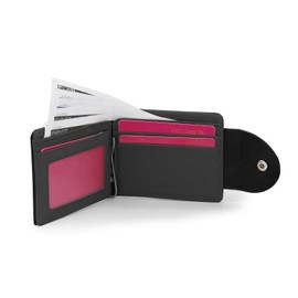 AfitLulu Men's Slim Wallet with ID Window and Money Clip, Men's Small PU Leather Wallet, Men's Ultra Thin Wallet with Multi-Card Compartment, black, Modern