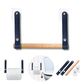 Leather-Wood Toilet Paper Holders, Adhesive Toilet Paper Holder Wall Mount, Self Adhesive Toilet Paper Holder, Toulet Paper Holder (Black)