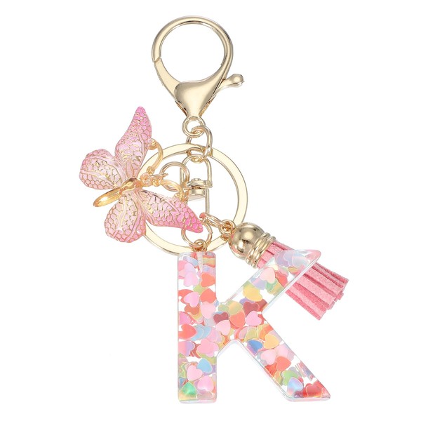 PATIKIL Alphabet Initial Letter Keychain, Resin Cute Keychains with Tassel