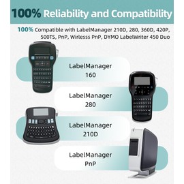 Label Maker Tape Compatible with DYMO D1 Label Tape 45013 S0720530 Replace for DYMO D1 A45013 Refills, for DYMO LabelManager 160 420P 210D 280 360D PnP Label Maker, Black on White 1/2 Inch x 23Ft