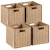 Patvingot 11x11 Inch Wicker and Paper Rope Storage Baskets (4-Pack)
