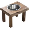 Oakestry Acacia Wood Live Edge Single Bowl Pet Feeder Stand