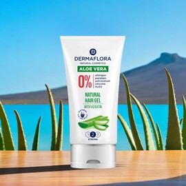 Dermaflora Natural Hair Gel Aloe Vera - 150ml Nourishes, Moisturizes and Strengthens Hair, with Keratin