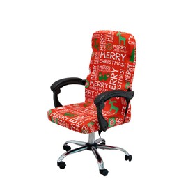 Christmas Office Chair Cover,Universal Removable Washable Anti-Dust Printed Candy cane,Reindeer,Mitten Merry Christmas Poinsettia Stretch Computer Chair Slipcovers with Zipper (L, Christmas-01)