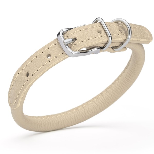 Dogline Rolled Leather Dog Collar - for Small, Medium and
