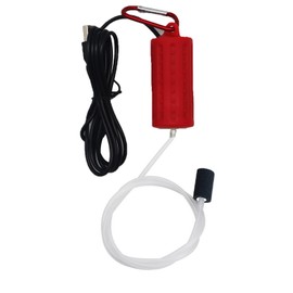 Aquarium Air Pump Mini USB Fish Tank Oxygen Air Pump Portable Ultra Silent Air Aerator Pump Energy Saving Oxygen Bubbler with Air Stone and Single Outlet Silicone Tube 1W (Red)