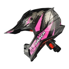 1Storm Adult Motocross Helmet ATV Dirt Bike BMX MX Downhill Mountain Helmet Track Style JH601; Track Pink