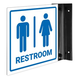 Unisex Restroom Projecting Sign, Double Sided, (SI-7622) 6x6 Inches, ACM, with Satin Black Accessory, Made in USA