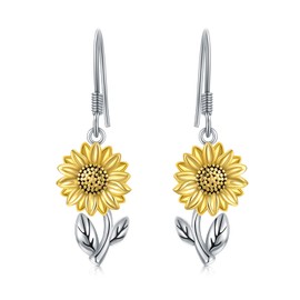 925 Sterling Silver Women's Earrings Sunflower/Tiger/Fox/Wolf/Frog/Dragon/Elephant/Cow/Ballerina/Swords Animal Jewellery Gifts for Women Girls Mother Daughter Birthday Mother's Day, Sterling Silver