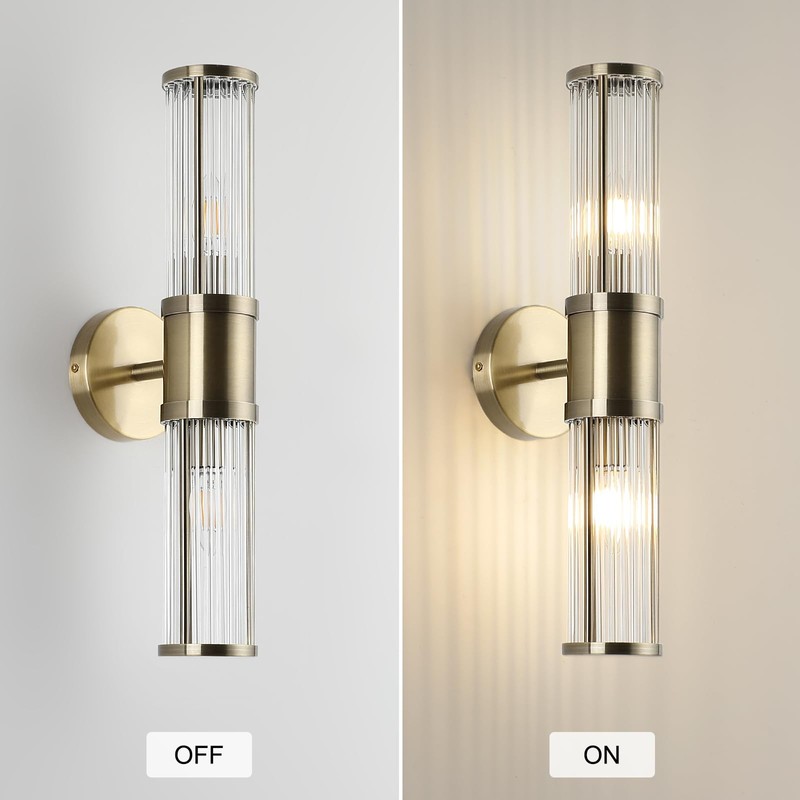 ECOBRT Glass Rods Wall Light Fixture Indoor Antique Bronze Bathroom