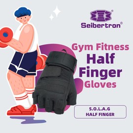 Seibertron S.O.L.A.G 1/2 Finger/Fingerless/Half Finger Multi-Function Sports Gloves Black XXL