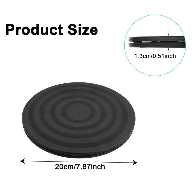 Black 20 cm Turntable, 360° Rotating Turntable, Plastic, Multi-Purpose Rotating