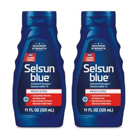 Selsun Blue Champú anticaspa medicado con mentol, 11 fl. oz., Máxima fuerza, sulfuro de selenio 1% (paquete de 2)