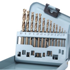 HUHAO M35 Twist Drill Bits Set with Metal Case, Heavy Duty Twist Drill Bit Set for Aluminum Alloy, Cast Iron and Wood Plastic, Twist Jobber Drill Bit for Size 1.5mm-6.5mm,13pcs