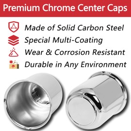 Podoy Push Through Center Caps 3.19" for Trailer Truck RV Wheel Rims 4 Closed-End Chrome Plated Silver Carbon Steel 3.19-Inch Center Bore Push Thru Wheel Center Caps