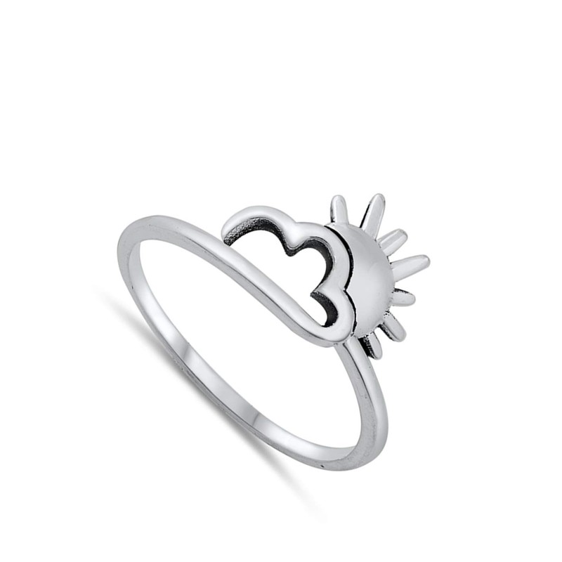 Cute Sunshine Cloud Weather Ring New .925 Sterling Silver Band