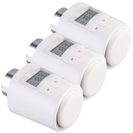 revolt Radiator Thermostats: Set of 3 Programmable Universal Radiator Thermostats, Display (Digital Radiator Thermostat, Thermostat Radiator Valve)