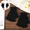 2 Pairs of Unisex Half Finger Gloves, Stretchy Warmer Gloves