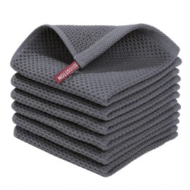 Toallas De Cocina Hanging Cotton Kitchen Towel Set Cotton Highly Absorbent Kitchen Tea Hand Dish Towels For Kitchensize: 12*12 inch*6 Pcs, color: Grey, gsm: 299 and Below