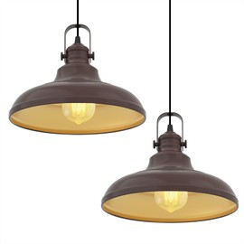 Refice Farmhouse Pendant Lights Oil Rubbed Bronze Matte Pendant Lighting for Kitchen Island Industrial Adjustable Height Vintage Dome Hanging Light Fixtures for Barn, Dining Room 2 Packs