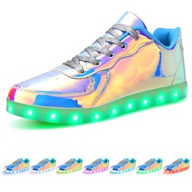 Padgene Women's Men's LED Lights Up Shoes Unisex Luminous Flashing Trainers USB Charging Lace Up Couples Dancing Shoes