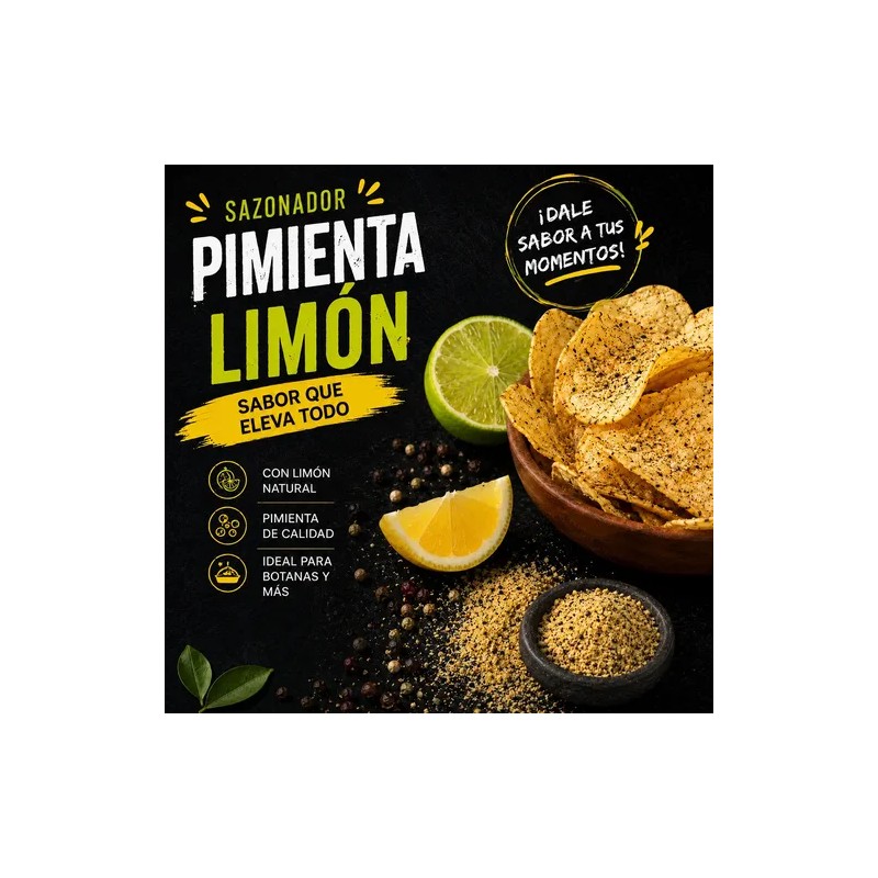 Sazonador Pimienta Limón En Polvo 1 Kg Para Botanas Papas