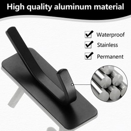 QYRDBGY Duschhaken, 8 Stück Küchenhaken Klebehaken Schwarz Praktisch Haken Selbstklebend Haken mit Saugnapf für Schlafzimmer, Küche, Badezimmer