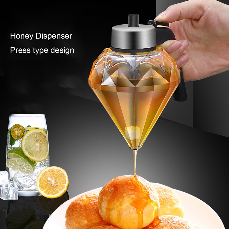 Honey Syrup Dispenser with Stand Multipurpose Honey Jar Clear Glass