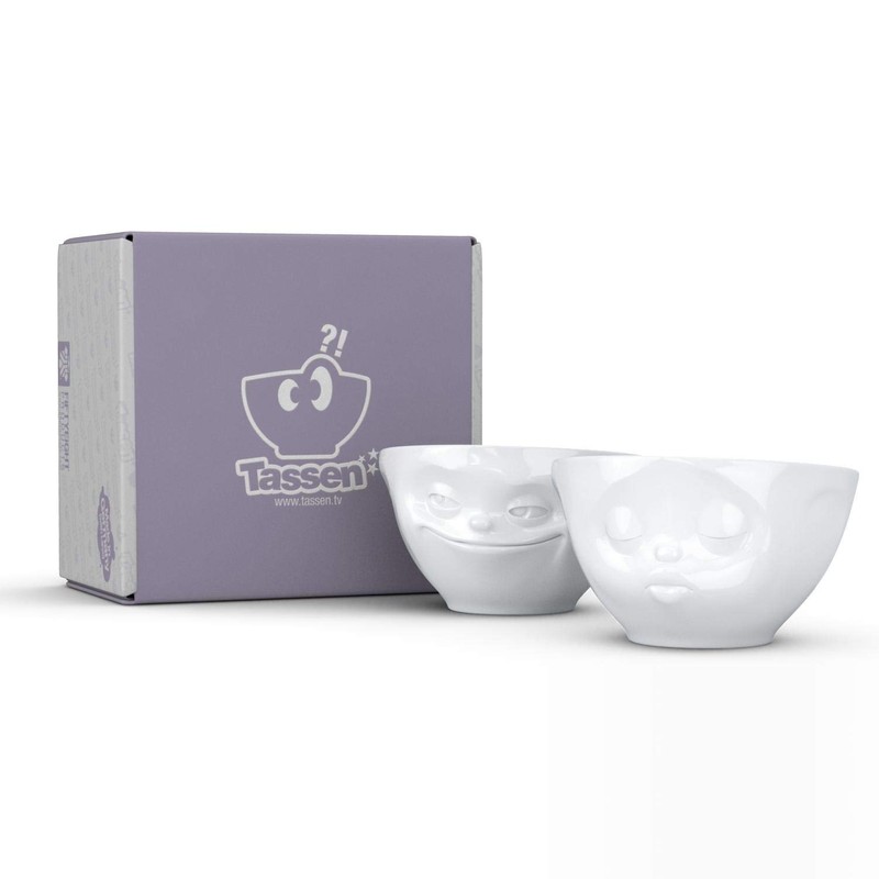 Medium bowls, dip bowls, set of 4 grinding, kissing mouth,