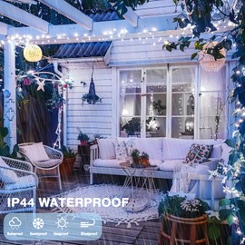 33ft 100LED White Christmas Lights Indoor, Connectable White String Lights Outdoor Waterproof, 8 Modes White LED String Lights Plug in for Bedroom Wedding