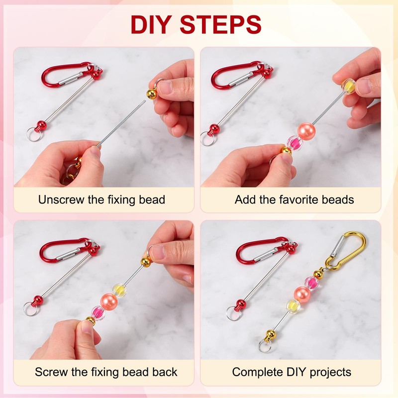 PATIKIL 24 Pcs Beadable Keychains Bars, Metal Beaded Keychain Blanks