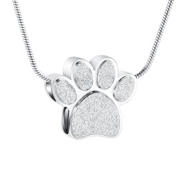 QGJNSGC Paw Print Urn Necklace for Ashes, Cremation Jewelry for Ashes Urn Necklace Keepsake Jewelry for Pet/Dog's/Cat's Ashes Pendant Memorial Gifts for Man/Women(Silver)