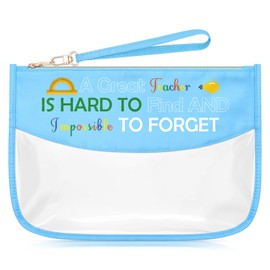 Sazuwu Great Teacher Appreciation Gifts Blue Makeup Bags with Zipper Teacher Thank You Gifts for Women Cosmetic Travel Bag Organizer Thanksgiving Christmas Birthday Present