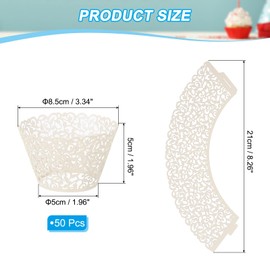 PATIKIL Cupcake Wrappers Paper, 50 Pack Baking Cups Standard Vine Decoration for Anniversary Birthday Weddings and Parties, Beige