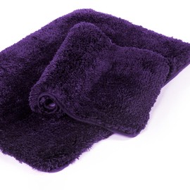 Walensee Shaggy 2 Piece Bath Rug Set, (20 x 32, Dark Purple) Non Slip Plush Bath Mats for Machine Wash/Dry Absorbent