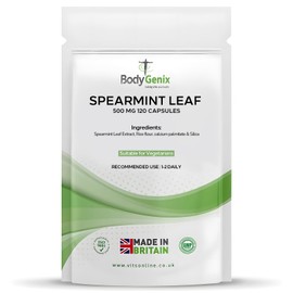 Bodygenix Bodygenix Spearmint Leaf Capsules - 500mg Hormonal Balance Digestive Health Fatigue & Stress Relief Support Antioxidant Formula Natural Food Supplement - 120 Capsules 4 Month Supply