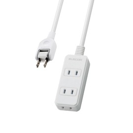 Elecom T-TST02-22330WH Power Supply Tap, Dust Prevention Shutter Tap, 3 Outlets, 9.8 ft (3 m), White
