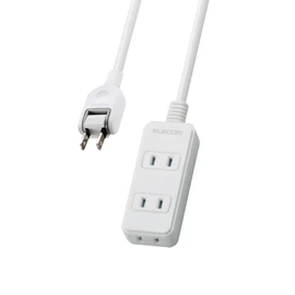 Elecom T-TST02-22330WH Power Supply Tap, Dust Prevention Shutter Tap, 3 Outlets, 9.8 ft (3 m), White