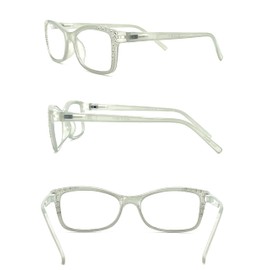 MIYUI JAPAN Multi Focus Progressive Reading Glasses 3 Powers in 1 Reader, Cat Eye, The Diamond European Crystals 1.5~3.0