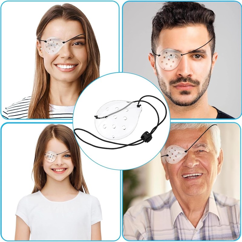 3 Pcs Transparent Ventilated Eye Patches,9 Hole Protective Eye Shield
