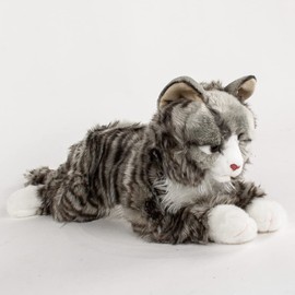 Teddys Rothenburg Maine Coon Norwegian Cat Lying Down Grey Tabby 38 cm Plush Cat Uni-Toys