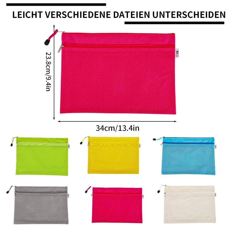 Zip Pockets A4, Oxford Fabric Mesh Pockets, Document Bag, Double