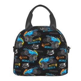 Perinsto Monster Truck Car 02 Unisex Reusable Lunch Bag, Eco-Friendly Aluminum Foil, 9 x 5 x 7.8 Inches, With Adjustable Shoulder Strap