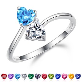 Iefil March April Birthstone Rings, Aquamarine & Topaz Birthstone Jewelry, Anniversary Birthday Women Gifts, Anniversary Rings for Wife, Topaz Aquamarine Rings