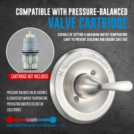 Replacement for Delta Classic 13 Series Single-Function Trim Kit, T13020-SS Brushed Nickel Shower Handle, Fit Delta Shower Valve R10000 Series (Cartridge Not Included)